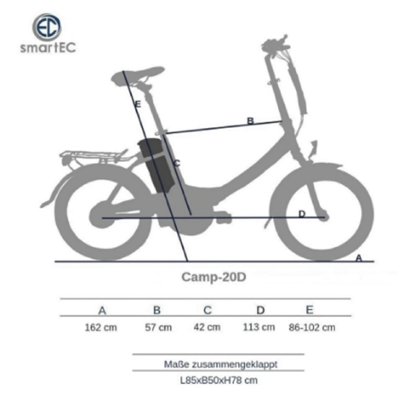 SmartEC Camp-20D Falt Pedelec/E-Bike 20 Zoll matt Schwarz. – Bild 5